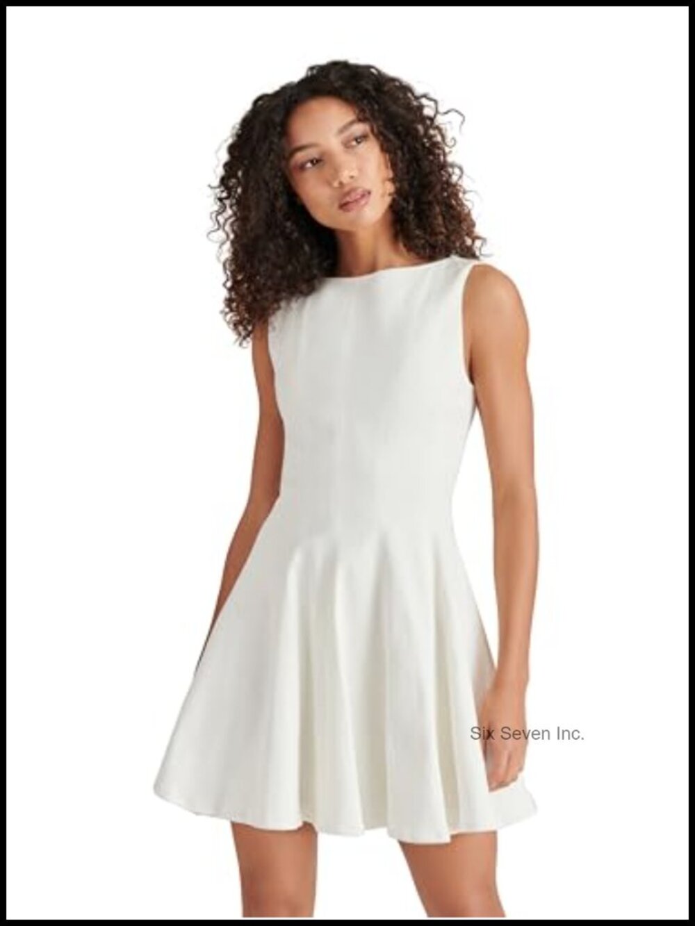 A-Line Mini Dress with Boat Neck Sleeveless Backless Cotton Spandex